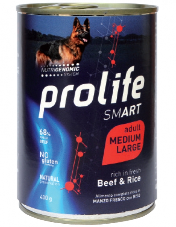 PROLIFE DOG SMART ADULT BEEF&RICE MEDIUM/LARGE 400g
