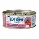 MONGE SUPRIME STERILIZZATO TONNO,RISO E MIRTILLI ROSSI 80GR