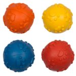 d LG DOGTOY RUBBER BALL WITH PAWS MIX 7CM MIXED COLORS