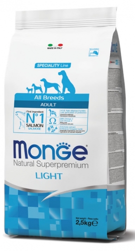 MONGE ALL BREEDS DOG LIGHT SALMONE E RISO 2,5KG