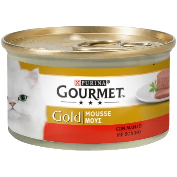 PURINA GOURMET GOLD MOUSSE CON MANZO PRELIBATO 85GR