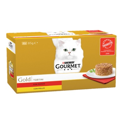 PURINA GOURMET GOLD TORTINI CON MANZO - POLLO 4X85GR