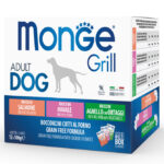 MONGE GRILL MIX CANE ADULTO SALMONE, MAIALE, AGNELLO CON ORTAGGI 12PZ 100GR