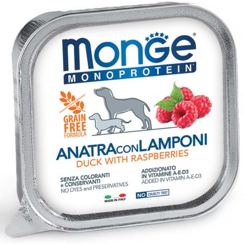 MONGE DOG MONOPROTEICO FRUTTA ANATRA E LAMPONI 150GR