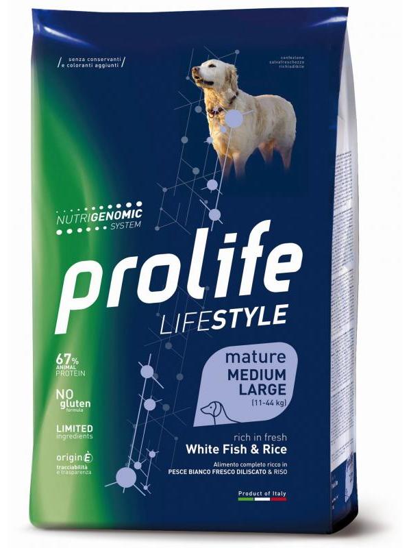 PROLIFE DOG LIFESTYLE MATURE WHITE FISH&RICE MEDIUM/LARGE 2,5 KG