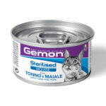 MONGE GEMON MOUSSE STERILIZZATO TONNO E MAIALE 85GR