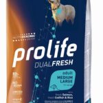PROLIFE DOG DUAL FRESH ADULT SALMON/CODFISH&RICE MEDIUM/LARGE 12KG