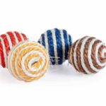 d LG STRIPED SISAL BALLS WITHSOUND 5X5X5CM - TUBE MIXED COL