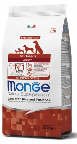 MONGE ALL BREEDS DOG ADULT AGNELLO, RISO E PATATE 2,5KG