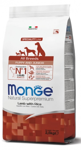 MONGE ALL BREEDS DOG PUPPY AGNELLO E RISO 12KG
