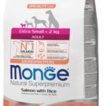 MONGE DOG EXTRA SMALL ADULT SALMONE E RISO 800GR