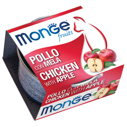 MONGE FRUITS CAT POLLO CON MELA 80GR