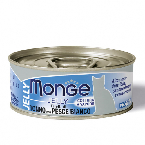 MONGE JELLY GATTO FILETTI DI TONNO E PESCE BIANCO 80GR