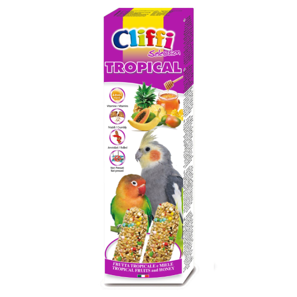 CLIFFI STICKS PARROCCHETTI FRUTTA TROPICALE E MIELE 150GR