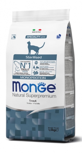 MONGE MONOPROTEICO CAT STERILIZZATO TROTA 400GR - CROCCHETTA