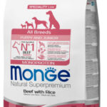 MONGE ALL BREEDS DOG PUPPY MONOPROTEICO MANZO E RISO 12KG