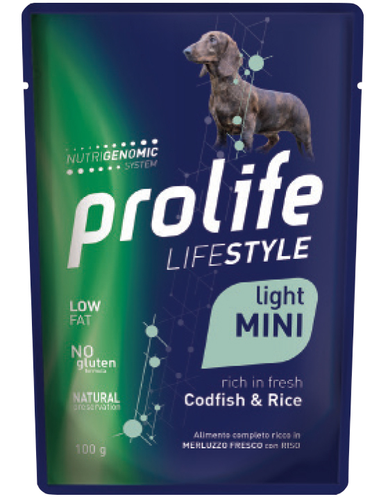 PROLIFE DOG LIFESTYLE ADULT LIGHT CODFISH&RICE MINI - Busta 100g