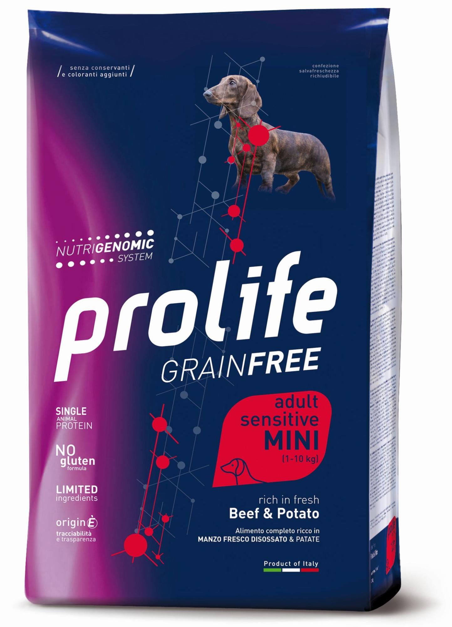 PROLIFE DOG GRAIN FREE SENS. ADULT BEEF&POTATO MINI 2 KG