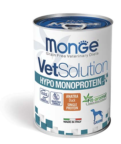 MONGE VETSOL CANINE HYPO MONOPROTEICO ANATRA 400GR