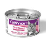 MONGE GEMON MOUSSE STERILIZZATO POLLO E FEGATINI 85GR