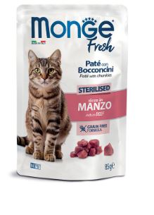 MONGE FRESH BUSTE CAT STERILIZZATO MANZO 85GR